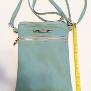 Small cross-body purse smoky blue color, phone bag